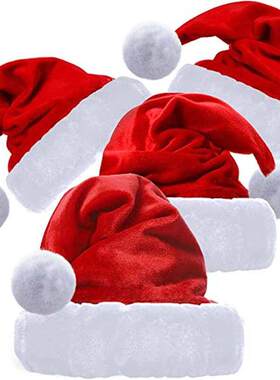 High Quality Christmas Xmas Soft Hat Santa Claus Red Short P