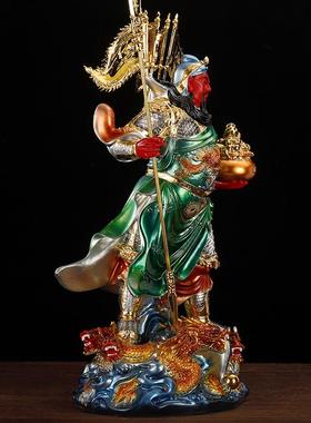 慈缘阁铜彩关公神像摆件关二爷九龙关公武财神关羽像家用供奉招财