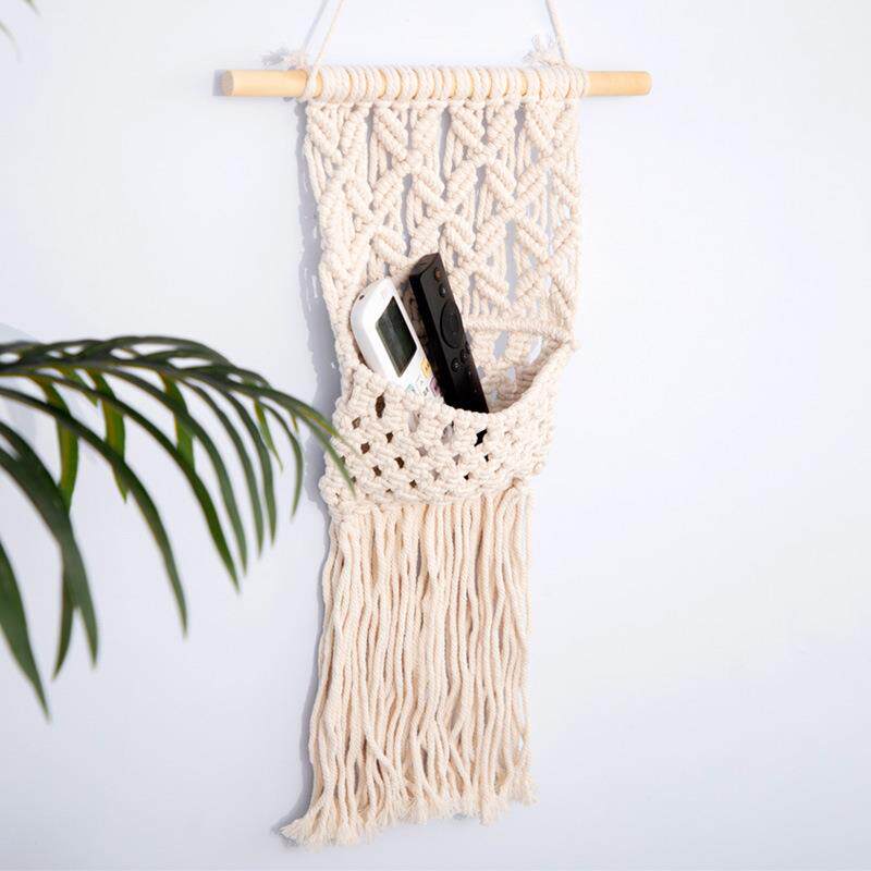手工编织挂兜 波西米亚花篮园艺装饰绿植网兜空中吊饰 挂墙收纳袋