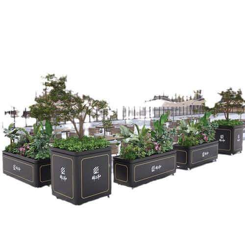 户外不锈钢花箱市政道路围栏花槽花架广场花坛样品屋展示中心树箱