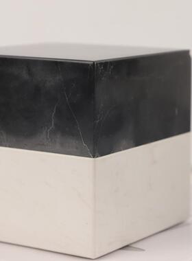 现简OYQ约黑玄白条纹拼接代几何店立方体摆件客厅卧室关酒家居装