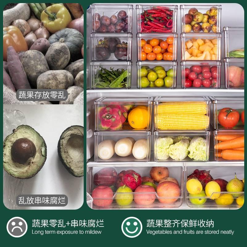 10个装冰箱收纳盒带盖子可堆叠冰箱盒水果储存容器蔬菜水果冷冻盒