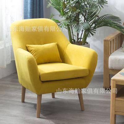 北欧布艺懒人休闲沙发椅客厅阳台咖啡厅单人小椅子搭配同色脚踏