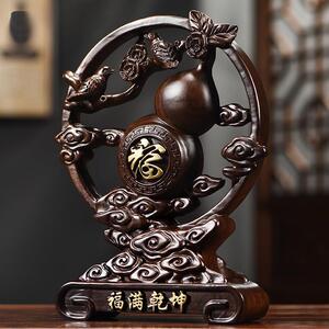 花梨木雕福满乾坤葫芦摆件实木质雕刻喜上眉梢工艺品家居工艺品丿