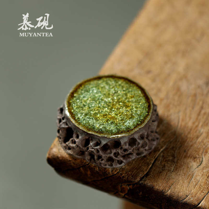 功夫盖子太湖石手作置架茶道盖碗壶盖紫砂壶盖陶瓷实心慕托砚茶具