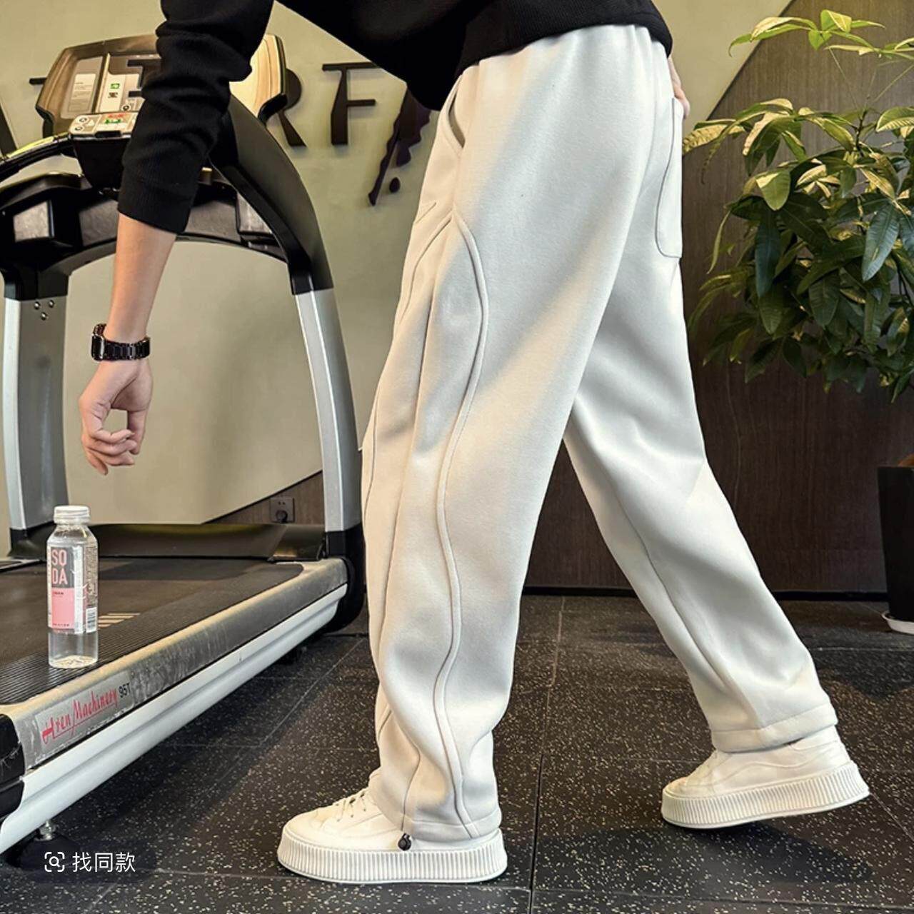 春季直筒运动裤男款潮牌卫裤男裤新款裤子春秋宽松休闲 裤帅气百