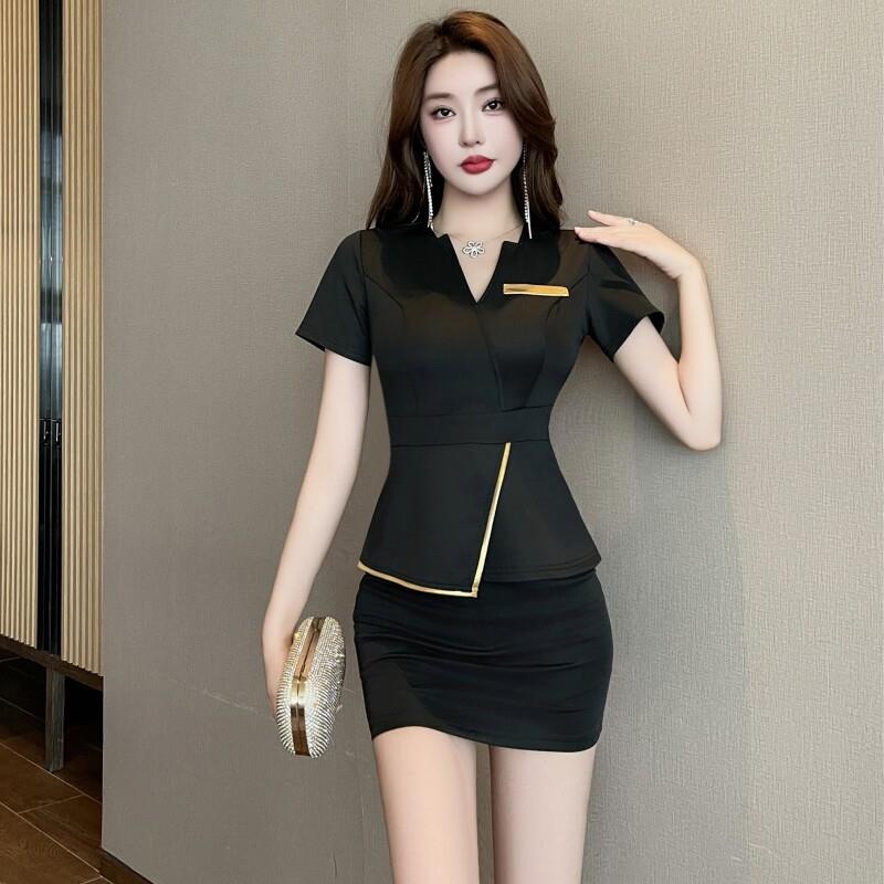 足疗足浴技师工作服女酒店空姐制服美容院养生按摩气质套装裙
