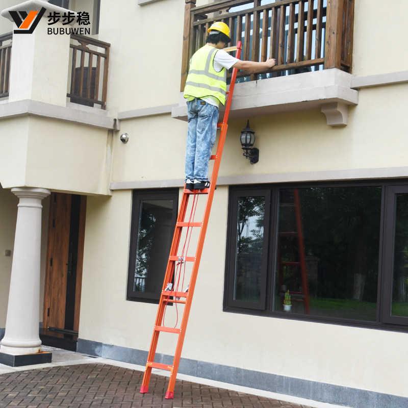 步步稳工程梯梯子伸缩5米6米便携10米铝合金加厚楼梯升降工地专用