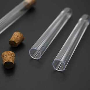 10Pcs 12x100mm Transparent Laboratory Plastic Test Tubes Wit