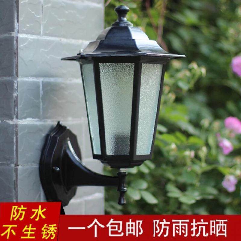 小六角壁灯户外灯具室外墙灯饰欧式复古阳台防水仿古led古铜黑色