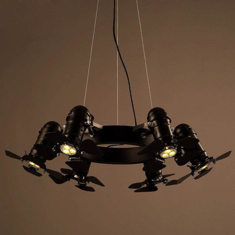 loft美式吊灯创意个性复古工业风餐厅吧台咖啡馆铁艺轨道射灯