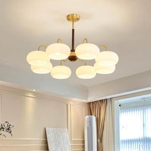 奶油风吊灯网轻奢简533约现代全铜餐厅灯2款025新款红爆卧主房间