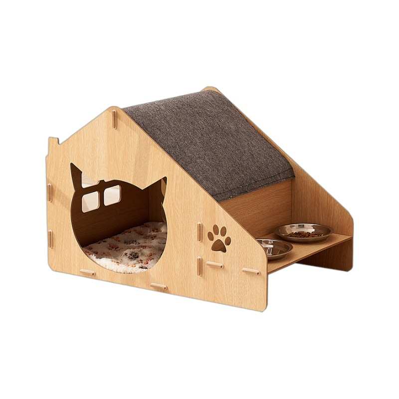新款四季通用猫窝可拆洗易装房子型保温产房室带餐盘宠物猫别墅房