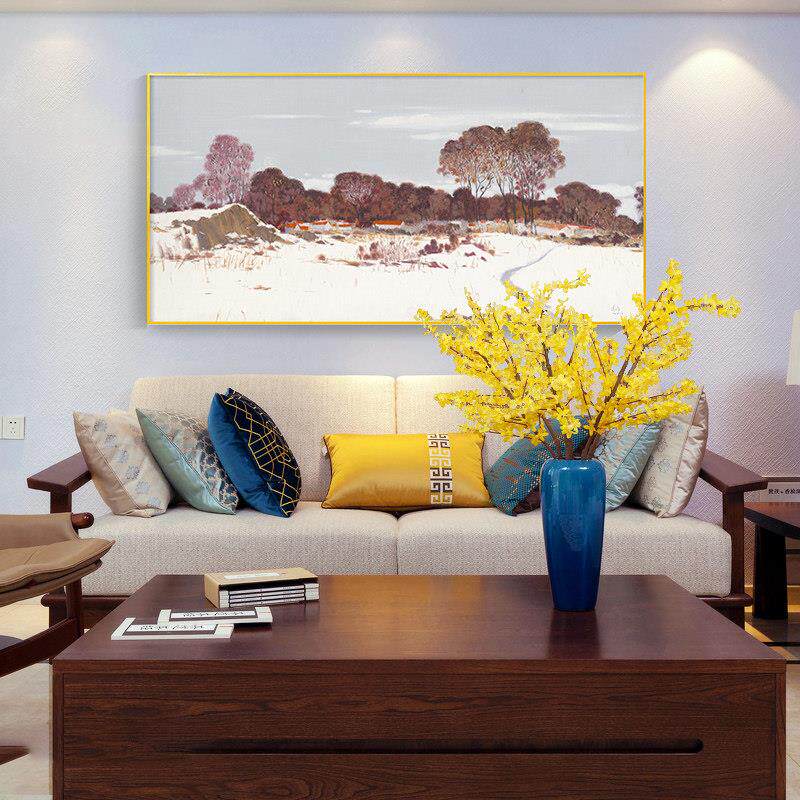 观无 新中式客厅装饰画 画 样板房沙发背景墙壁画 画横幅大尺寸卧