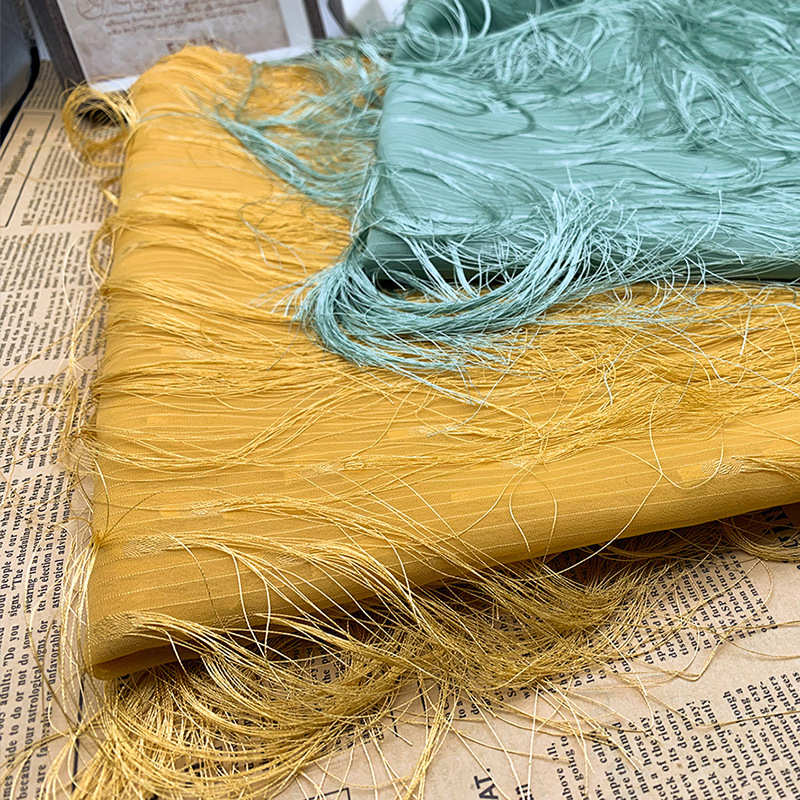 剪花毛毛流苏 春夏超长雪布料面料【提花新款连衣裙纺】圆点女装