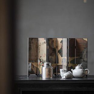 室中摆件复古屏风茶话宜小台漆器茶配件空间茶国风茶桌茶道摆件