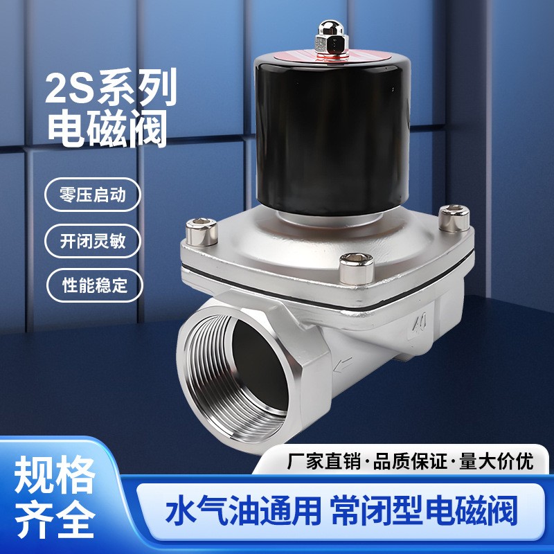 2S-08/10/15/20/25不锈钢304气动水阀电磁阀 12V/24V/110V/220V