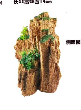 鱼缸造真1833景装饰树假脂山仿石假仿真山