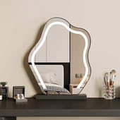 网镜光灯红云朵梳妆台法式 镜子面带灯补led桌大镜化妆镜美妆台式