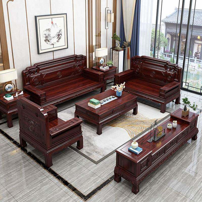 印尼紫檀红木沙发客厅全套新中式小户型酸枝色沙发现代全实木家具