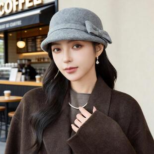 适合小头围的帽子女帽子洋气时髦春秋款法式优雅蝴蝶结礼帽女秋冬
