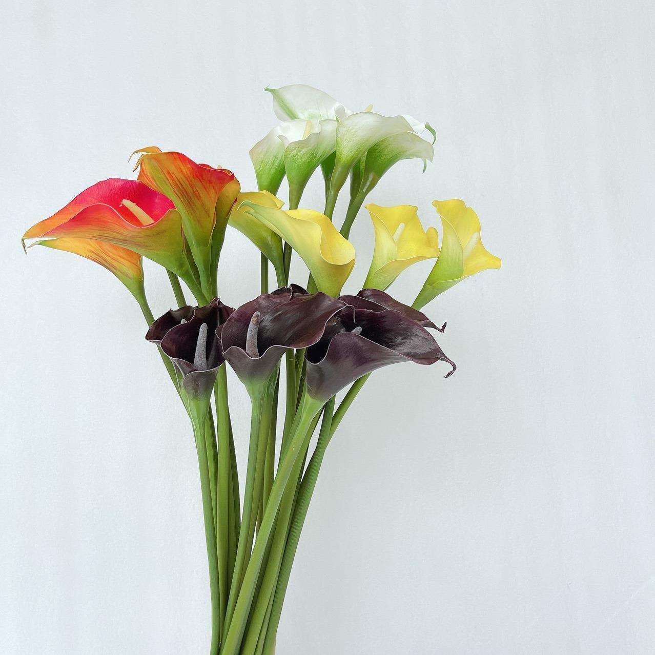 高品质海芋现代简约仿真紫黑色手感PU马蹄莲花艺设计师样板房绢花