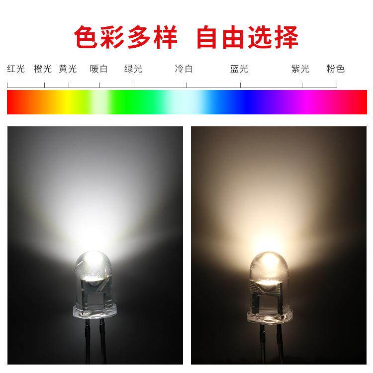 源头工厂F5/5MM圆头白光短脚高显指95专业直插LED照明灯珠定 制