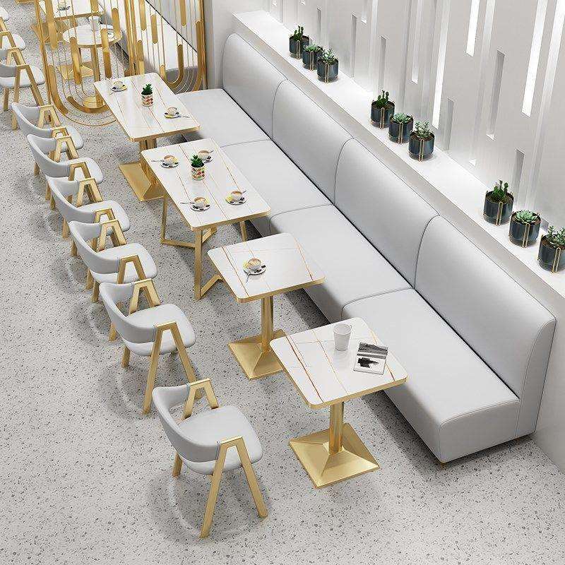 简约甜品网红奶茶店桌椅餐厅家具汉堡快餐店小吃卡座沙发清新组合