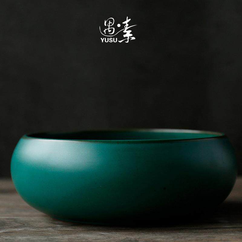 粗陶仿古大号茶洗中式陶瓷水盂茶具茶道水洗碗小号杯洗笔洗