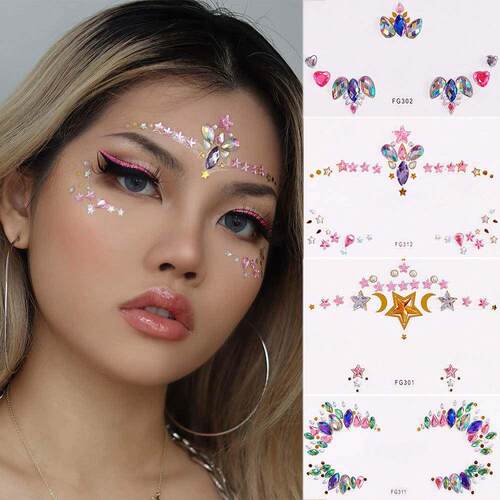 face rhinestone tattoo stickers stage beauty stickers face1