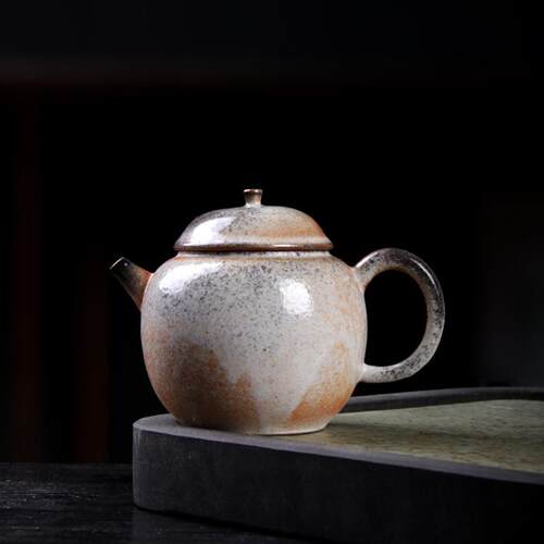 手作复古风志野烧水墨将军壶粗陶绯红泡茶壶中式陶瓷李辉熠单壶