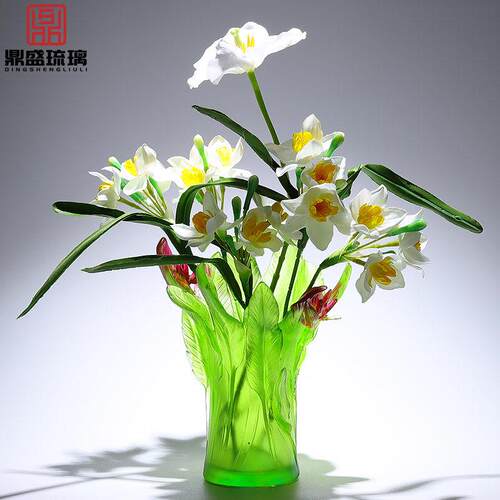 鹤望兰琉璃花瓶摆件高级感设计师款新房子办公室装饰品乔迁礼物