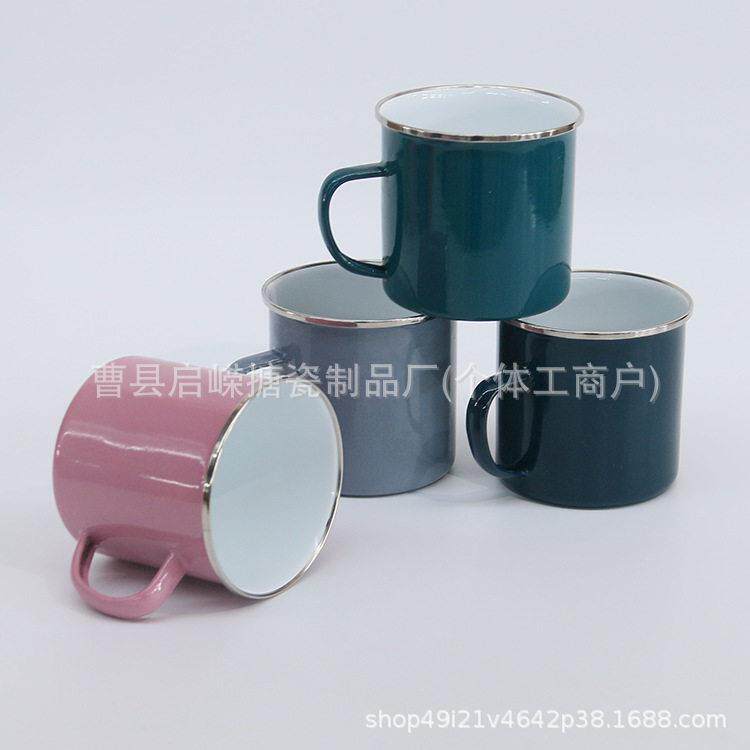 工厂创意外贸搪瓷杯加厚怀旧彩色搪瓷杯公室水杯欧美风格茶水杯