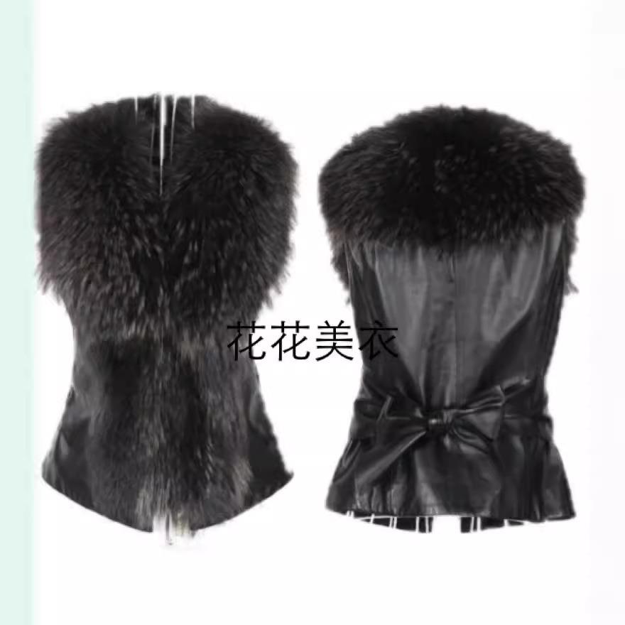 faux button fur winter coat vest female long new