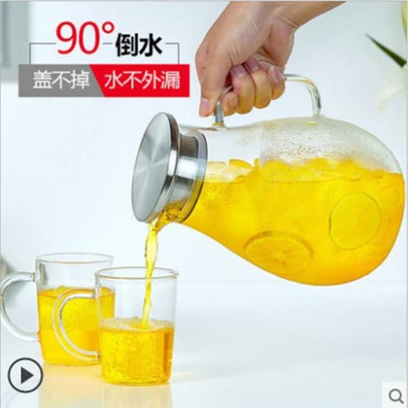 水滴壶高硼硅玻璃水壶耐高温家用冷水壶超大容量冷水壶水杯子套装
