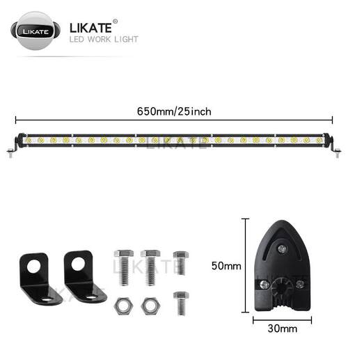 LKT汽车led工作灯小单排72w24smd25英寸越野车顶改装越野外置射灯
