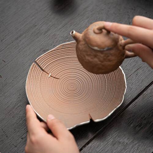 空寂斋禅木壶承老岩泥鎏银粗陶茶承复古干泡盘杯垫茶托盘两用果盘