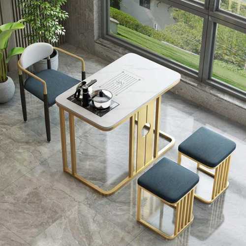 北欧岩板轻奢阳台小型家用泡茶桌现代简约茶水台桌椅组合茶几套装