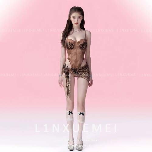 林师妹「性感舞娘」性感睡裙火辣豹纹约会吊带连身衣妻制服qqny