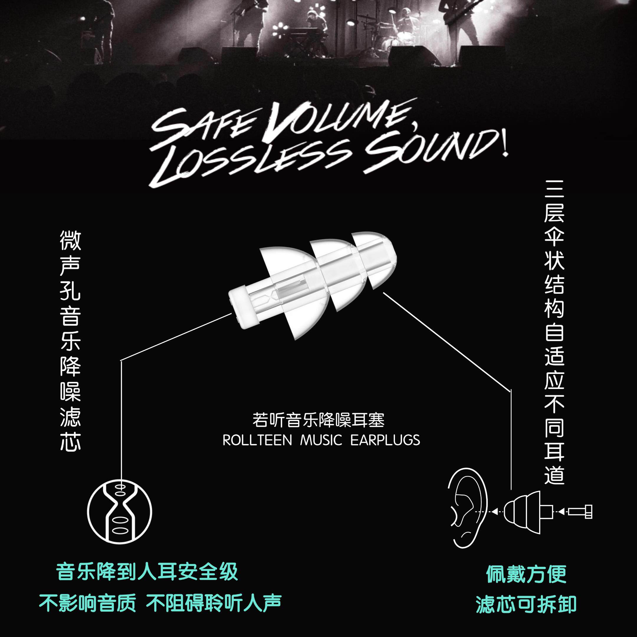 若听2对专业用音乐演唱会降噪耳塞乐队架子鼓吉他管弦DJ练琴隔音