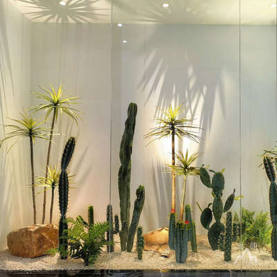 室内仿真绿植景观造景落地大型轻奢假植物组合橱窗场景装饰摆件