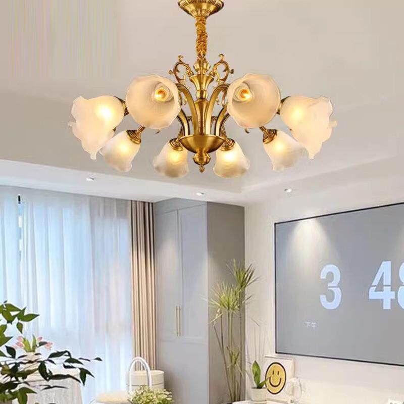 简约创意欧式花枝客厅全铜吊灯典雅艺术餐厅书房LED灯具