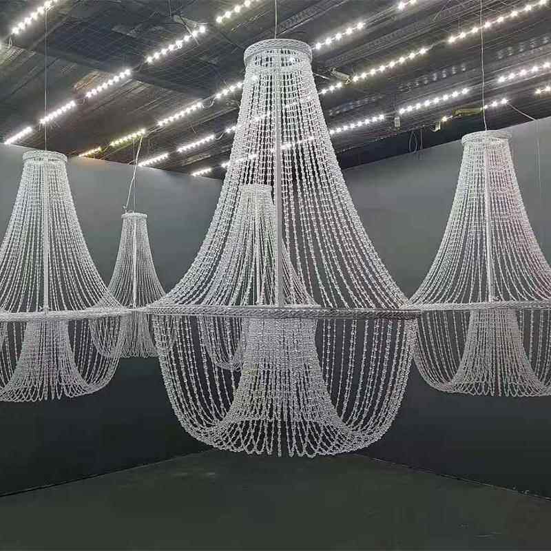 新款婚庆道具亚克力珠帘吊顶婚礼现场吊灯挂件舞台布置灯