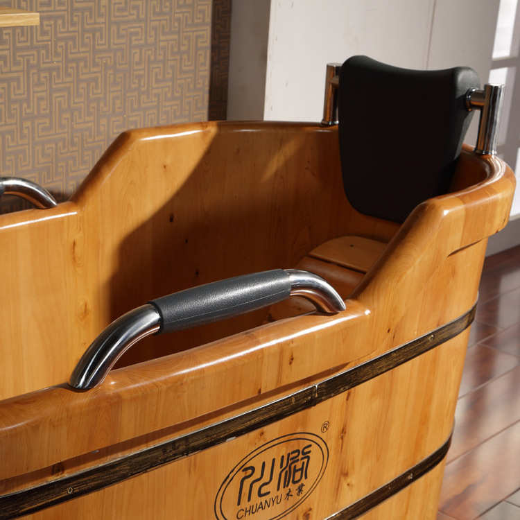 川浴木香柏木木桶沐浴桶泡澡桶成人桑拿熏蒸木质浴缸盆spa带扶手