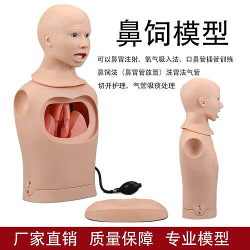 专业鼻饲管与气管护理模型半身护理模拟人鼻饲吸痰插胃管洗胃模具