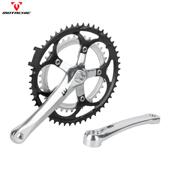 路自行车牙公路车牙盘折公叠定车铝合金2片齿位五爪方孔链曲轮柄