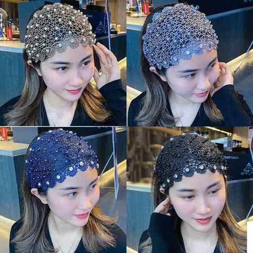 Women's 6PCS Vintage Wide Beaded Lace Headbands Bohemian