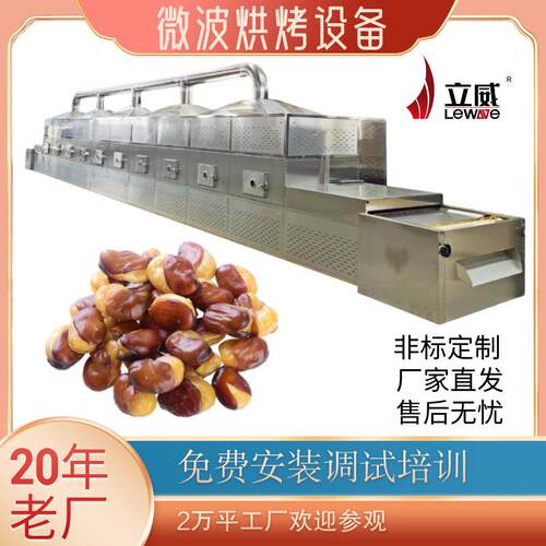 微波蚕豆烘烤机器口感酥脆立威智能化黄豆熟化机PLC触摸屏设备