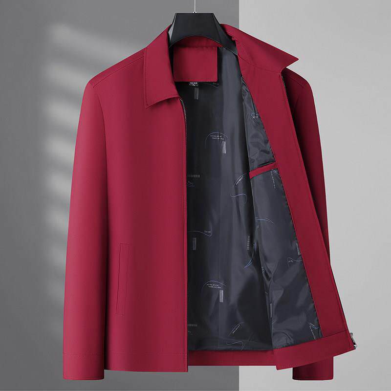 中老年红色婚宴装礼服男2025父亲爷爷公公老年人外套高档中年夹克