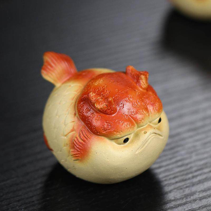 宜兴紫砂茶宠金鱼摆件茶玩鸿运当头金龙鱼茶道摆件茶具配件可泡养,餐饮具,茶宠摆件,淘宝优惠券,粉丝福利购,淘宝优惠卷